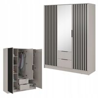 SZAFA GARDEROBA SOREN 3D KASZMIR 200CM OTWIERANA DUŻA PÓŁKI DRĄŻEK LUSTRO