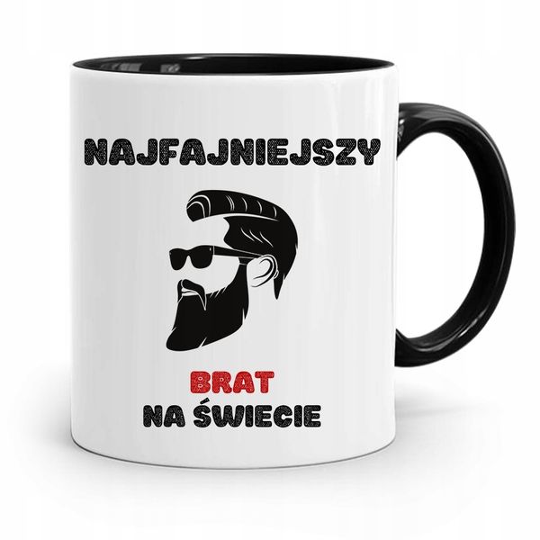 Kubek Czarny Prezent Dla Brata Najfajniejszy Brat Z Nadrukiem Ze Zdjęciem zdjęcie 1