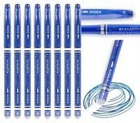 8x Długopis Zmazywalny Niebieski 0,7 mm Wymazywalny Ścieralny Z Gumką Kidea
