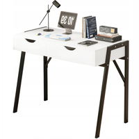 BIURKO NOWOCZESNE Z SZUFLADAMI BIAŁE MAT NA CZARNYCH NOGACH PREMIUM 100 CM