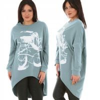 F553 Luźna BLUZA oversize z grafiką