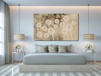 obraz DMUCHAWCE 7 - 120 x70cm  design na płótnie kwiaty beż