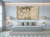 obraz DMUCHAWCE 7 - 120 x70cm  design na płótnie kwiaty beż