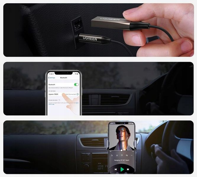 UGREEN TRANSMITER ADAPTER SAMOCHODOWY USB BLUETOOTH 5.0 KABEL AUX zdjęcie 9