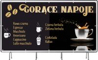 BANER REKLAMOWY 130x80cm z gotowego projektu GORĄCE NAPOJE HERBATA plandeka