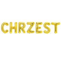 Balon foliowy baner napis chrzest złoty