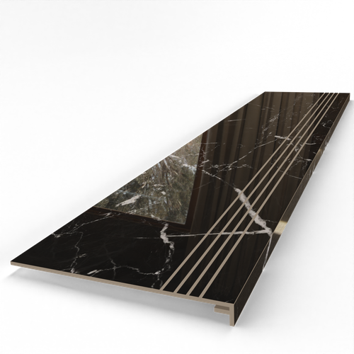 Gruba płytka schodowa 140x30 Black Marble POLER – miejsce na LED na Arena.pl