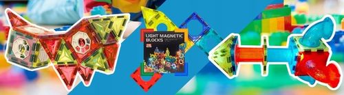 KLOCKI MAGNETYCZNE DUŻE 75 el Konstrukcyjne Świecące Dla Dzieci TOR KULKOWY na Arena.pl