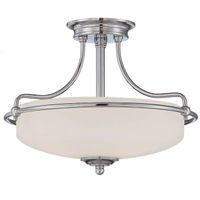 Plafon LAMPA sufitowa QZ-GRIFFIN-SFS-C Elstead QUOIZEL szklana OPRAWA okrągła antyczna polerowany chrom biała