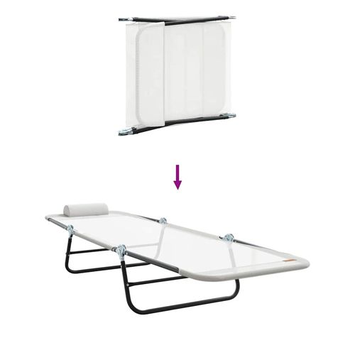 Składany leżak 2 pcs Kremowy 182 x 55 x 85.5cm Textilene na Arena.pl