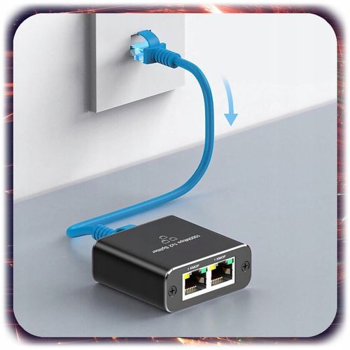 SPLITTER LAN 1x2 SWITCH ROZDZIELACZ ADAPTER 2xRJ45 ETHERNET 1000Mbps 1GB na Arena.pl
