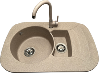 Zlewozmywak 1,5 komorowy z ociekaczem VIGEN  beż z prawym ociekaczem + bateria NOON