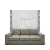 Półkotapczan MEBLOPOL 160V pionowy z sofą i regałami WHITE/WHITE MATT