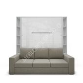 Półkotapczan MEBLOPOL 160V pionowy z sofą i regałami WHITE/WHITE MATT