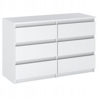 KOMODA BIAŁA z 6 SZUFLADAMI 100 CM POJEMNA NOWOCZESNA SZAFKA DO SALONU