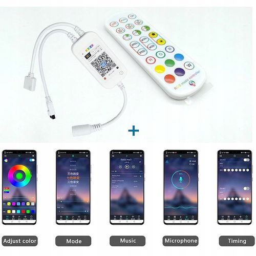 Taśma LED RGB smart+kontroler muzyki 10 metrów blt na Arena.pl