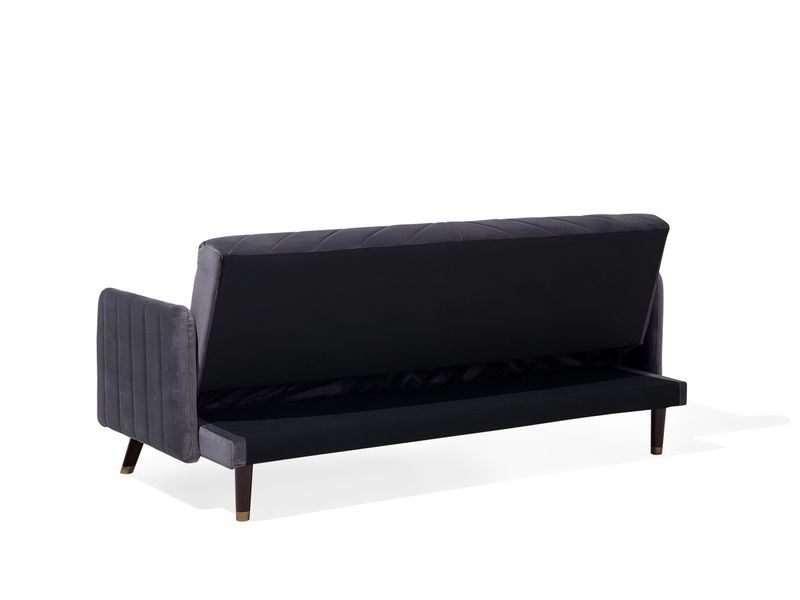 Sofa rozkładana welurowa szara SENJA zdjęcie 5