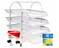Organizer z szufladami półka na dokumenty Net 4A metal srebrna + klips 19mm