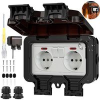 PODWÓJNE GNIAZDO OGRODOWE ZEWNĘTRZNE WODOSZCZELNE GNIAZDKO ELEKTRYCZNE