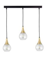 Lampa wisząca 3xE27 LACRIMA CLEAR BLACK/GOLD