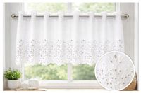 Zazdrostka BAWEŁNIANA firana kuchenna HAFT RICHELIEU premium 200x50 obszyci