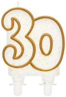 Świeczka B&C cyferka "30", złoty kontur