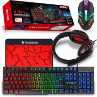 ZESTAW GAMINGOWY KLAWIATURA MYSZ SŁUCHAWKI PODKŁADKA POD MYSZKĘ DLA GRACZY