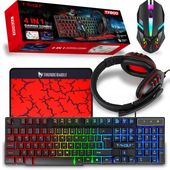 ZESTAW GAMINGOWY KLAWIATURA MYSZ SŁUCHAWKI PODKŁADKA POD MYSZKĘ DLA GRACZY