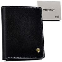 skórzane, eleganckie etui na dokumenty w czarnym kolorze - rovicky