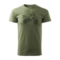 Koszulka motocyklowa z motocyklem na motor Kawasaki KLR męska khaki REGULAR L