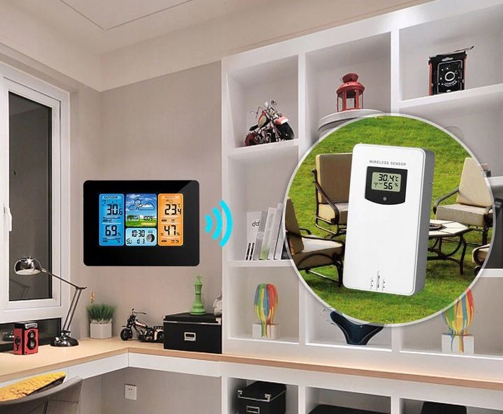 BEZPRZEWODOWA STACJA POGODOWA POGODY Higrometr Termometr Czujnik Zegar Data zdjęcie 14