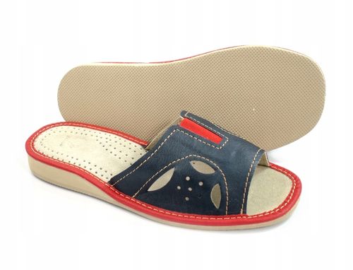 KLAPKI DAMSKIE KAPCIE DOMOWE SKÓRA PANTOFLE GRANAT na Arena.pl