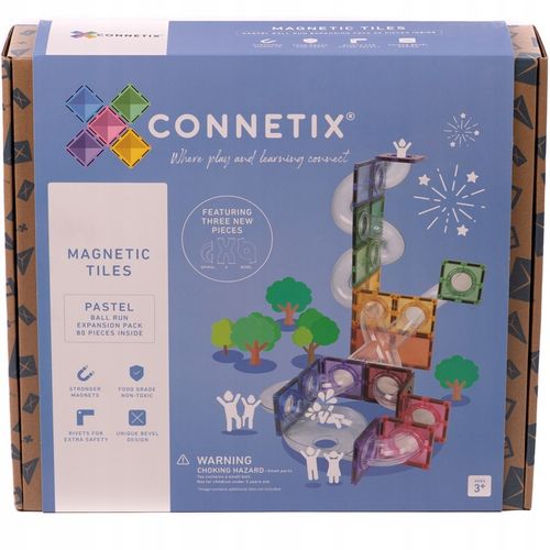 Connetix: klocki magnetyczne kulodrom Pastel Ball Run 80 tor kulkowy na Arena.pl