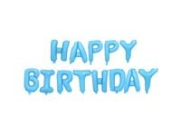 Zestaw balonów foliowych, napis "Happy Birthday", niebieski, 40 cm