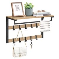 Półka ścienna z wieszakami dąb sonoma 10 haczyków stal loft