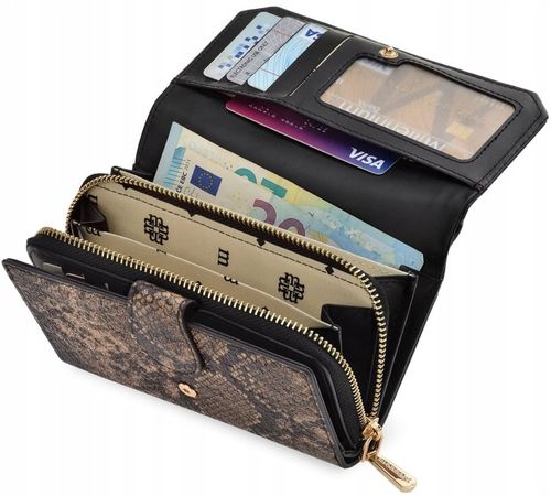 Portfel Damski Monnari Elegancka Portmonetka Suwak Wzór Skóry Na Prezent na Arena.pl