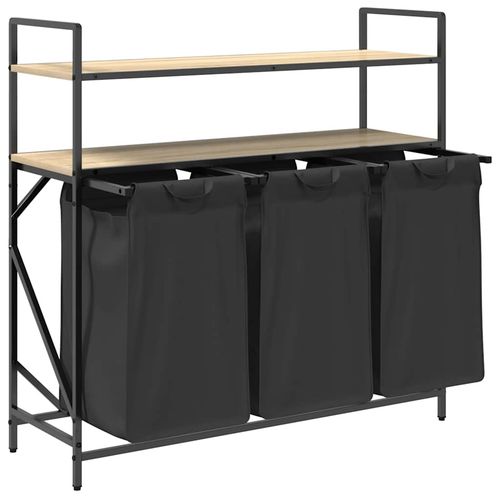 Kosz na pranie 3 przegrody z półkami, dąb sonoma na Arena.pl