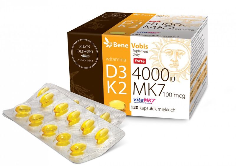 Witamina D3 Forte 4000iu K2 Mk7 100mcg 120 Kaps Młyn Oliwski