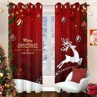 Zasłony zaciemniające świąteczne renifer czerwone 140x225 cm 2 sztuki