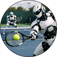 Opłatek na tort KORT TENISOWY Tenis Ziemny Gem Set Mecz Robot Humanoidalny