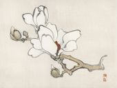 Plakat 20x15cm Magnolia, Kōno Bairei Japoński Vintage do Salonu