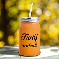 Szklanka Mason Jar z Twoim nadrukiem - pomarańczowa