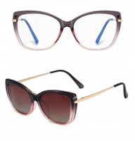 Damskie OKULARY Zerówki oprawki do KOMPUTERA + NAKŁADKA PRZECIWSŁONECZNA