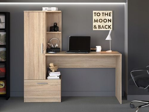 Nowoczesne biurko z regałem REGI BIAŁY REGAŁ BIURKO SZUFLADA UCHWYTY na Arena.pl