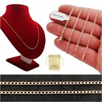 ZŁOTY ŁAŃCUSZEK PANCERKA STAL CHIRURGICZNA 50cm SOLIDNY / MOCNY 18K+GRATIS