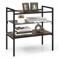 Stolik kawowy Costway prostokątny 60 x 33,5 x 61cm dąb rustykalny