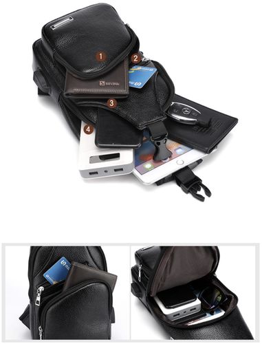 Elegancka nerka pojemna saszetka na ramię torba plecak ekoskóra usb czarna na Arena.pl