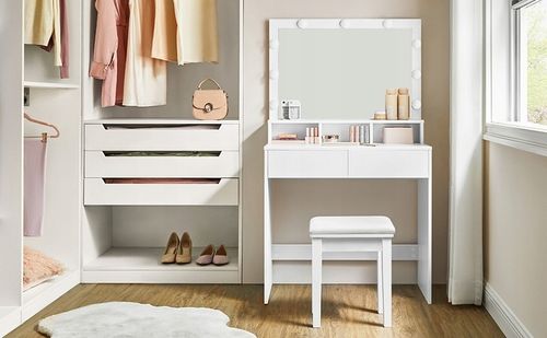 Toaletka kosmetyczna Z LUSTREM I OŚWIETLENIEM LED 2 szuflady 3 na Arena.pl