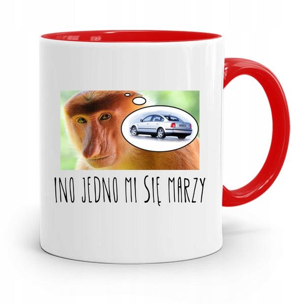 Kubek Czerwony Nosacz Janusz Jedno Mi Sie Marzy Z Nadrukiem Ze Zdjęciem zdjęcie 1
