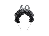 Opaska na głowę z falbanką i perłami 40 urodziny